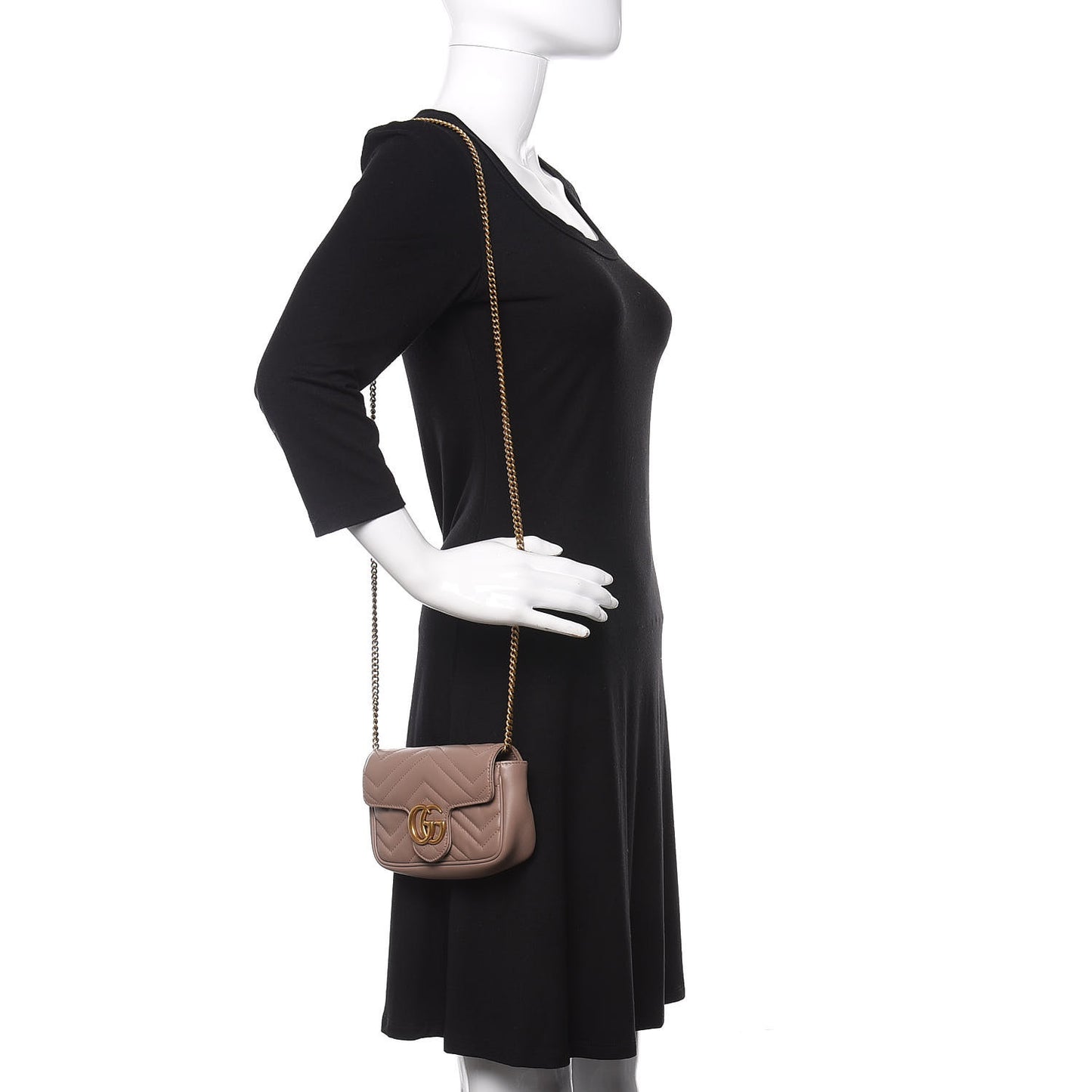 Calfskin Matelasse Super Mini GG Marmont Shoulder Bag Porcelain Rose