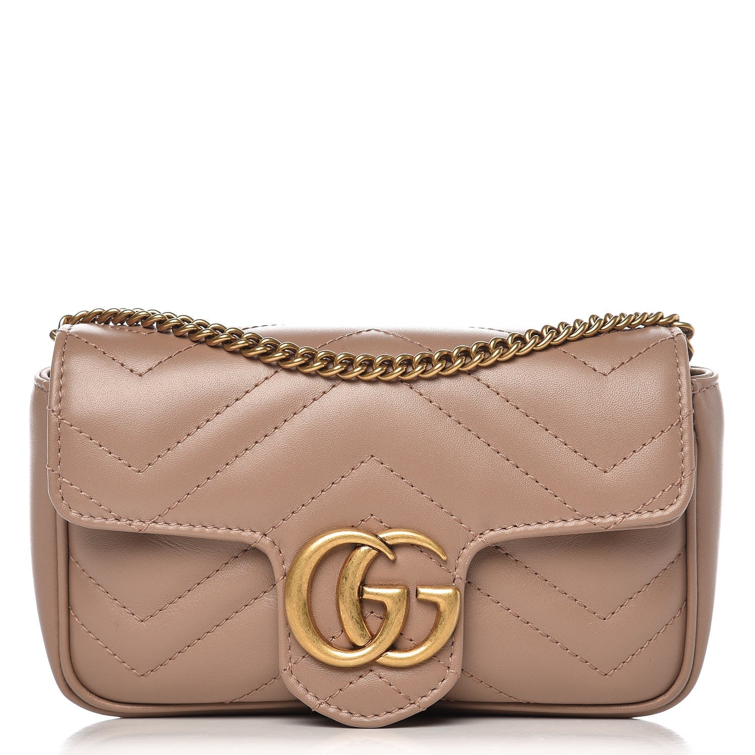 Gucci Calfskin Matelasse Super Mini GG Marmont Shoulder Bag Porcelain Rose 1 of 8