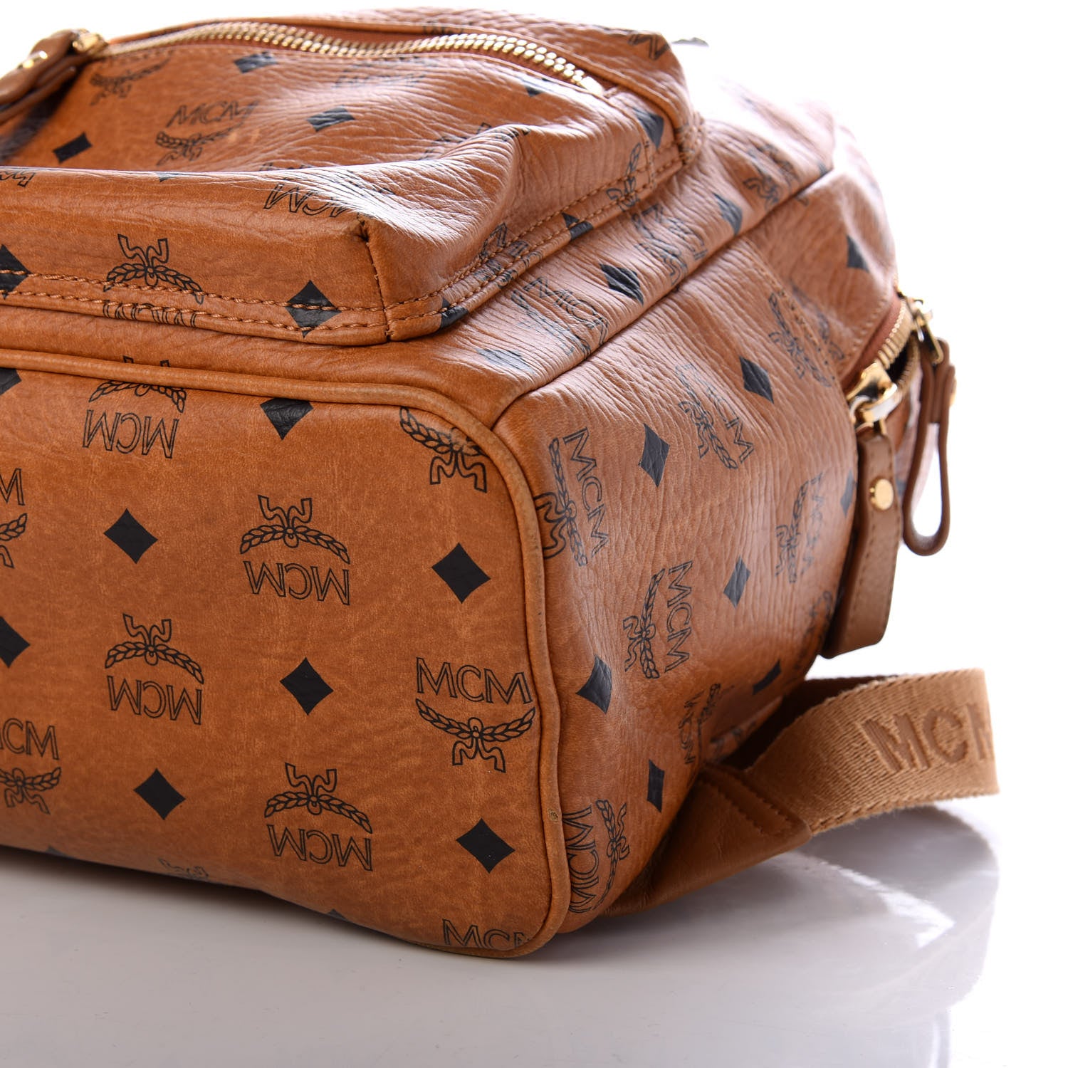 MCM Visetos Small Sprinkle Stud Stark Backpack Cognac 7 of 10