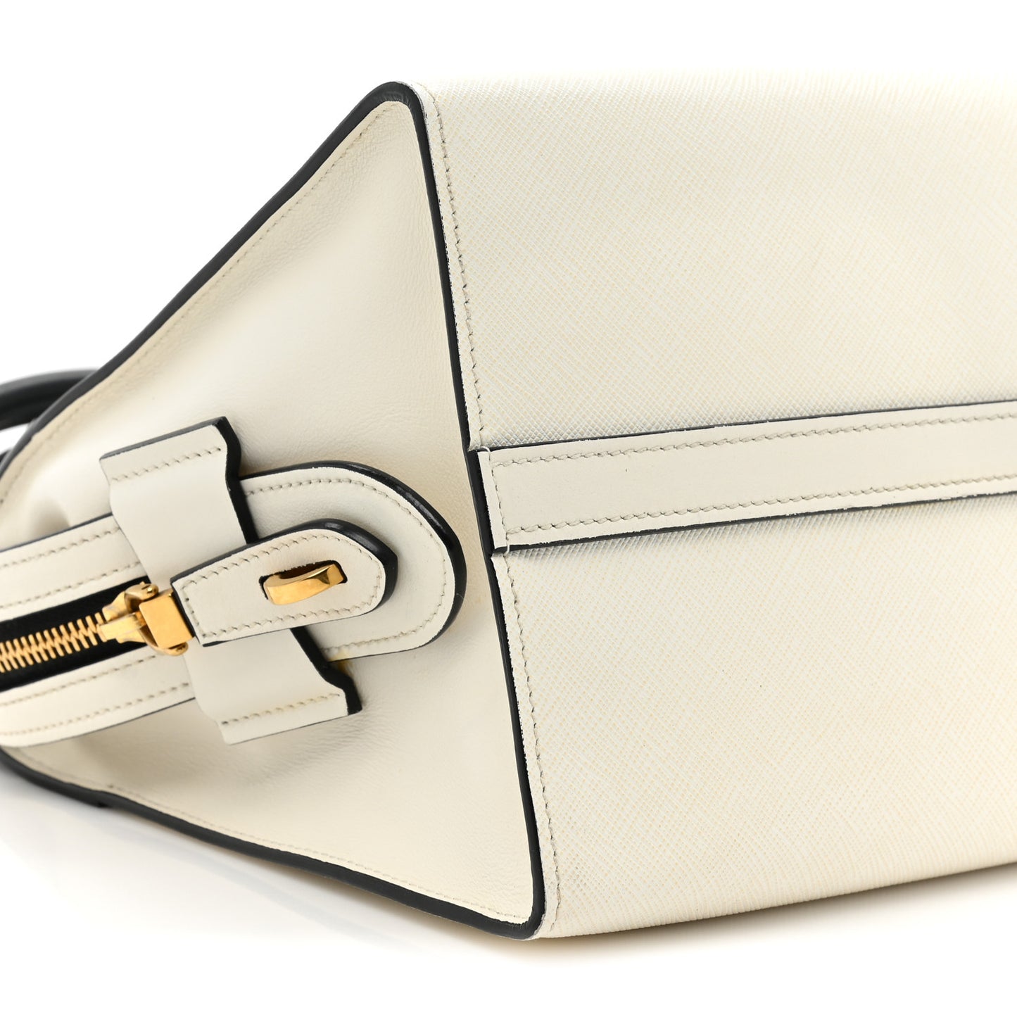 Saffiano City Calfskin Medium Esplanade White Black