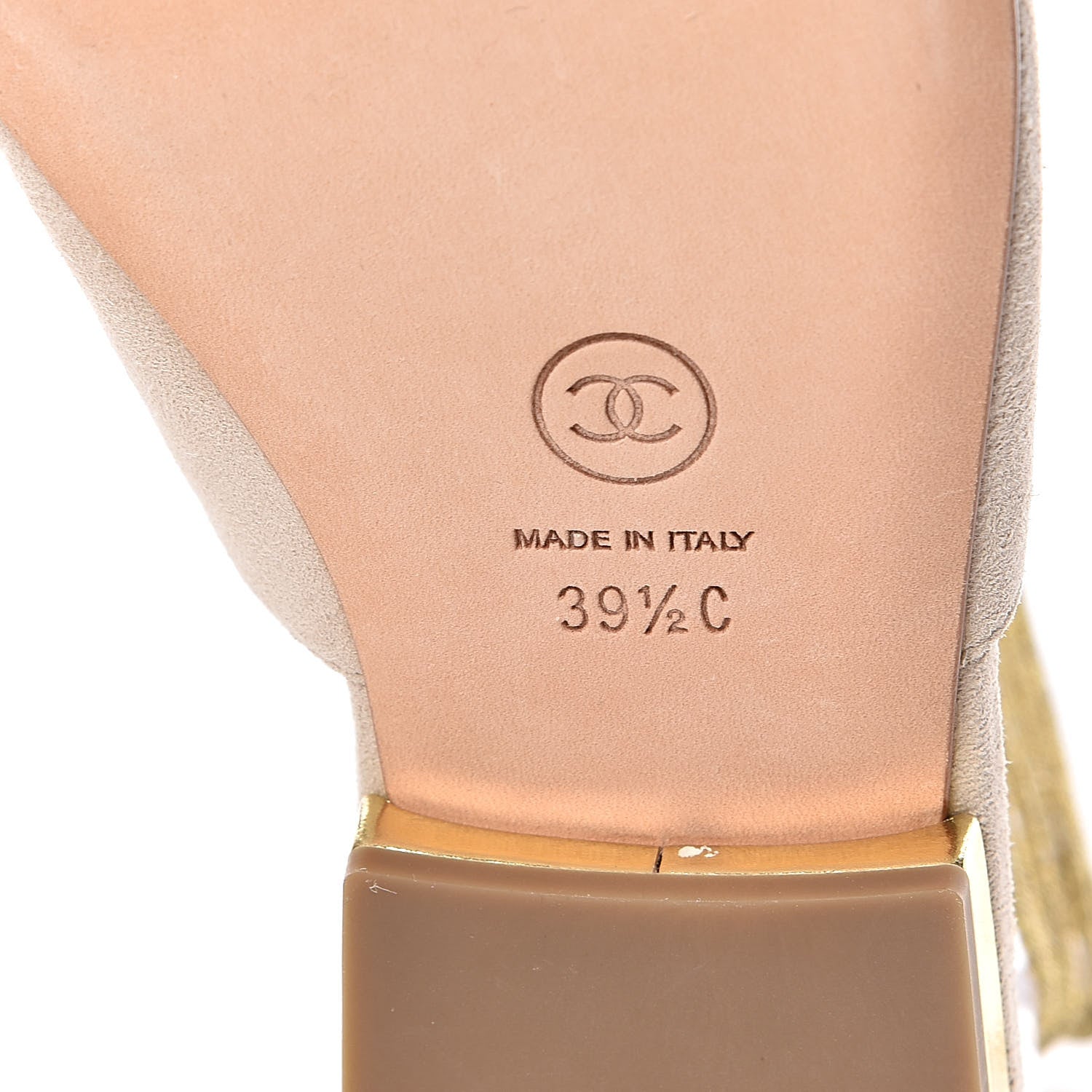 Chanel Suede Pointed Toe Mules 39.5 Beige Gold 6 of 9