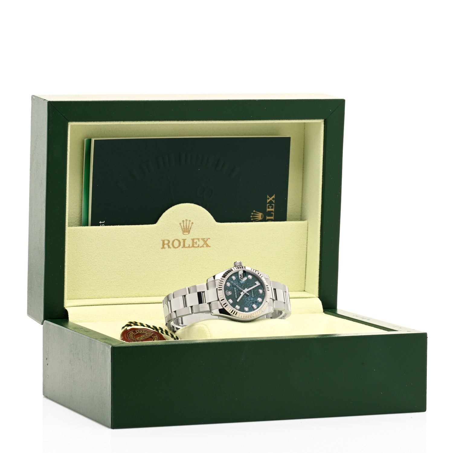 Rolex Stainless Steel 18K White Gold Diamond 31mm Oyster Perpetual Datejust Watch Blue 178274 5 of 5