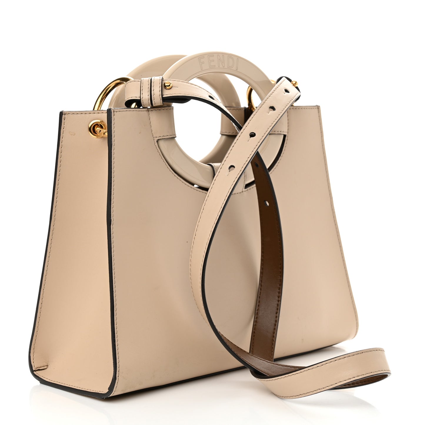 Vitello Liberty Plexiglass Stamp Patch Perforated Small Runaway Shopper Tote Nuvola