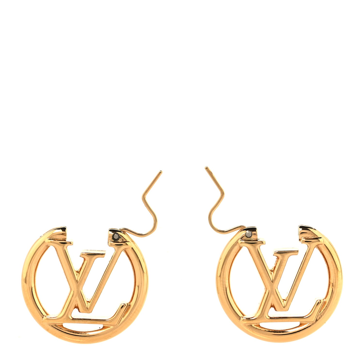 Louis Vuitton Metal Small Louise Hoop Earrings Gold 3 of 5