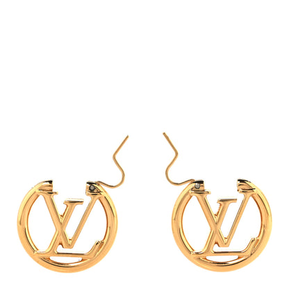 Louis Vuitton Metal Small Louise Hoop Earrings Gold 3 of 5