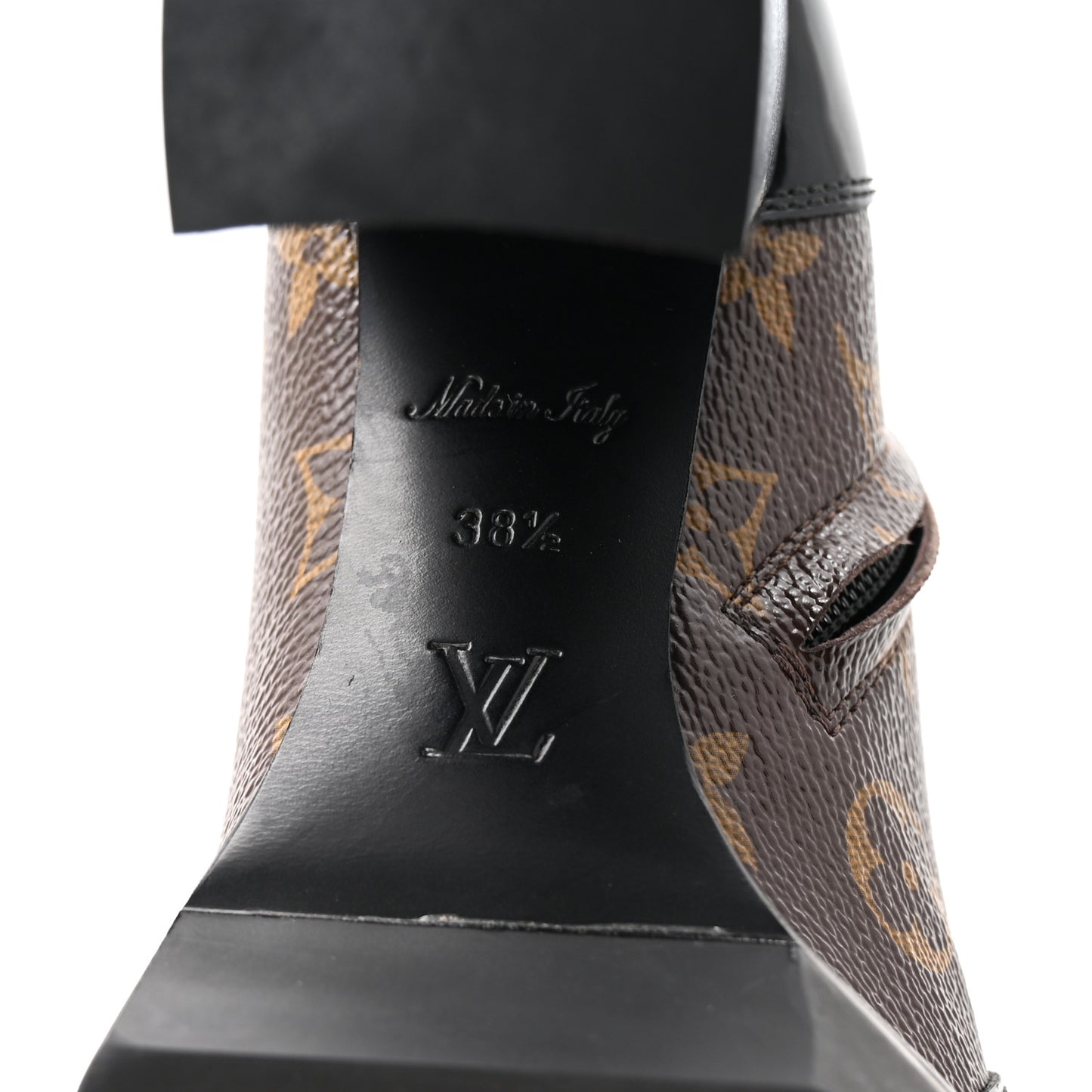 Patent Calfskin Monogram Star Trail Ankle Boots 38.5 Black