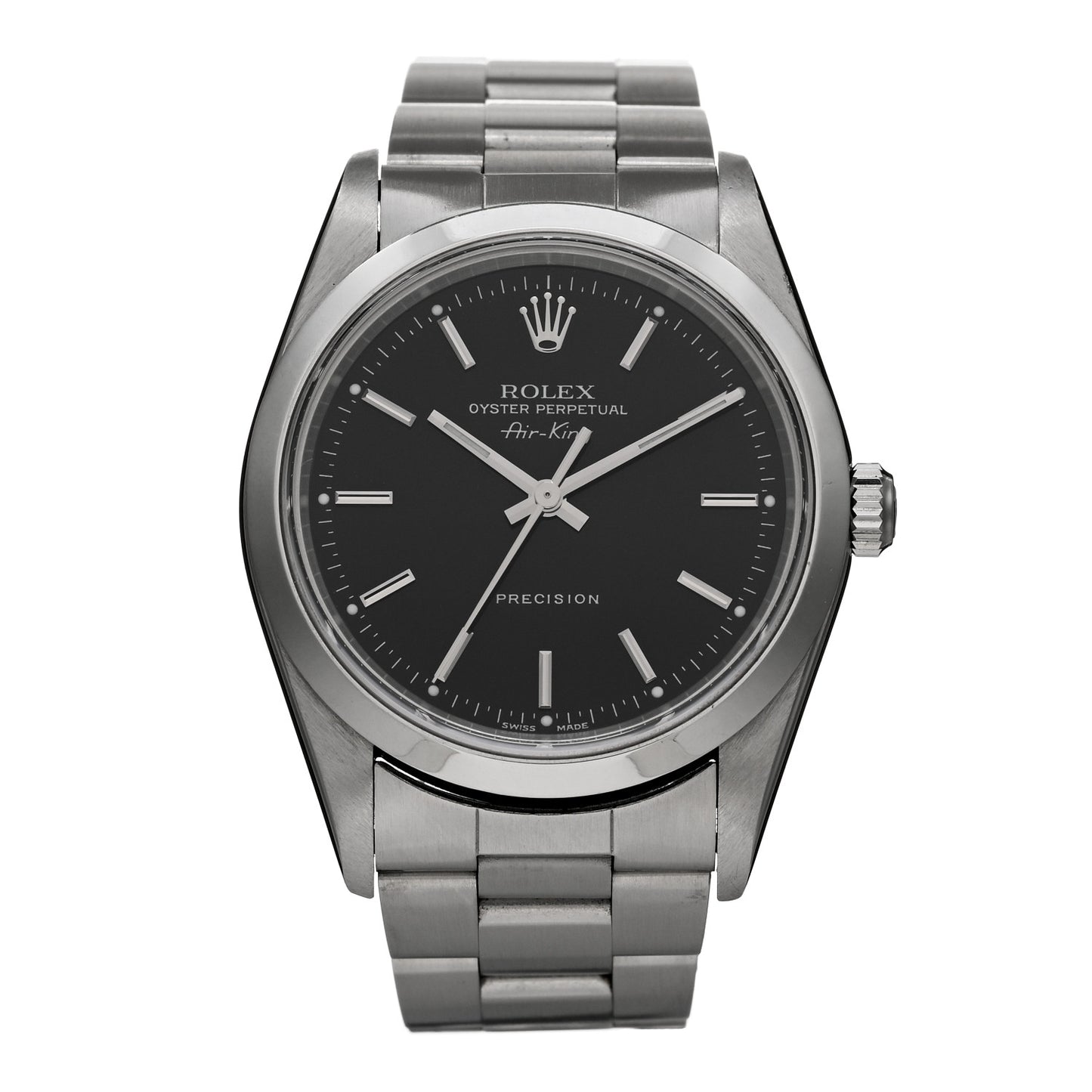 Stainless Steel 34mm Air-King Oyster Perpetual Precision Watch Black 14000M