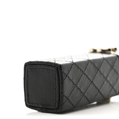 Chanel Caviar Stitched Lipstick Case On Chain Black Burgundy 10 of 11