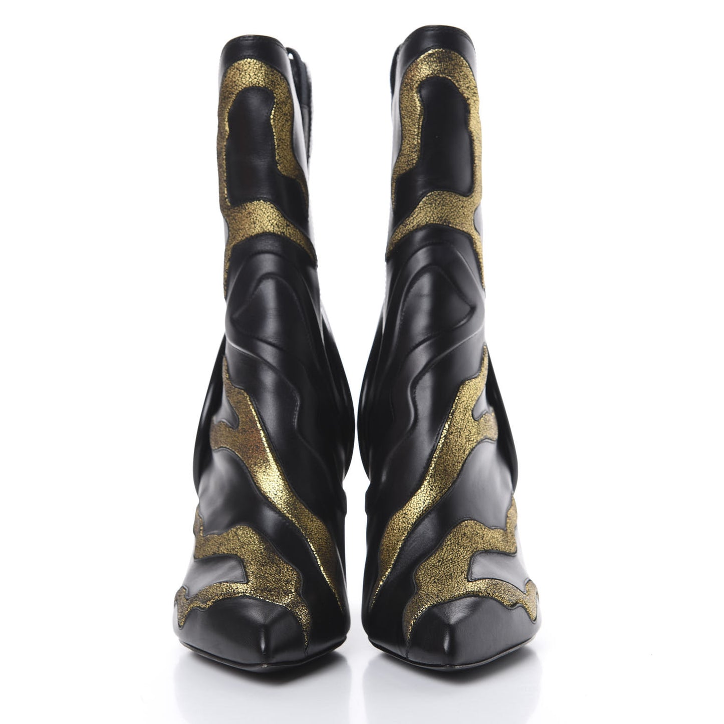 Calfskin Fireball Ankle Boots 39 Black Gold