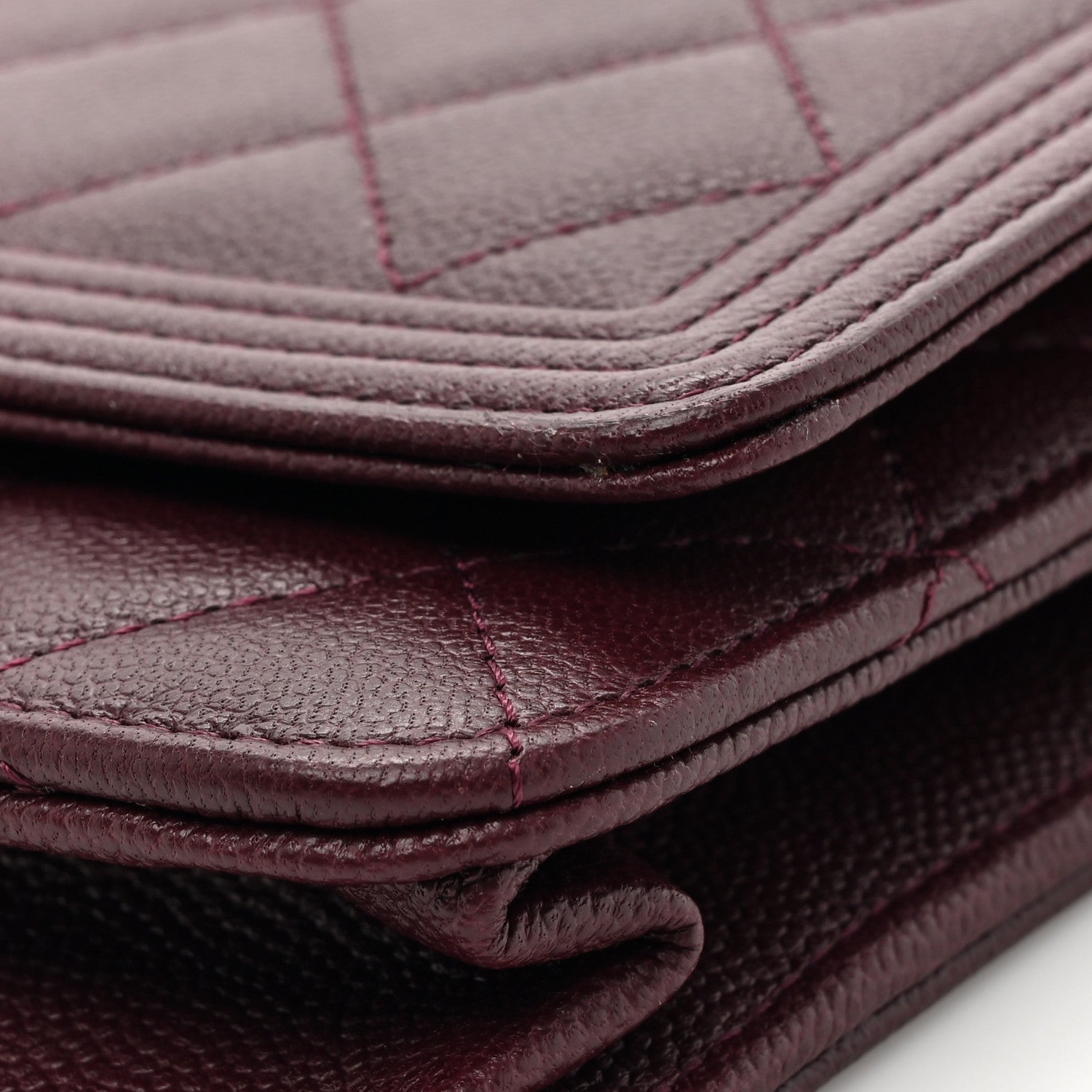 Chanel Caviar Quilted Boy Wallet On Chain WOC Burgundy 11 of 14