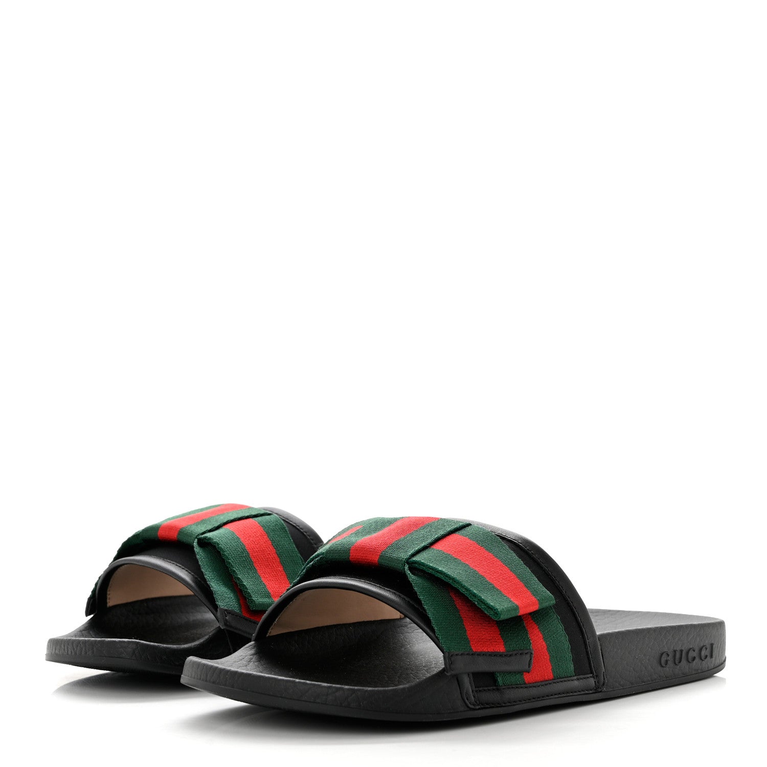 Gucci Satin Web Bow Slide Sandals 37 Black 3 of 8