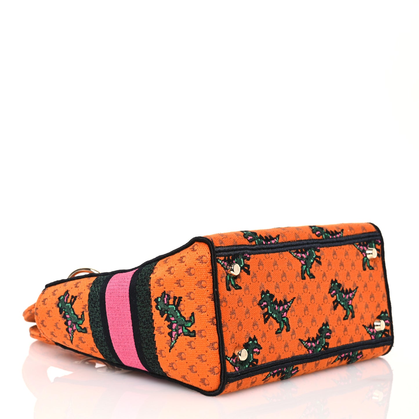 Canvas Embroidered Dino Medium Lady D-Lite Orange Multicolor