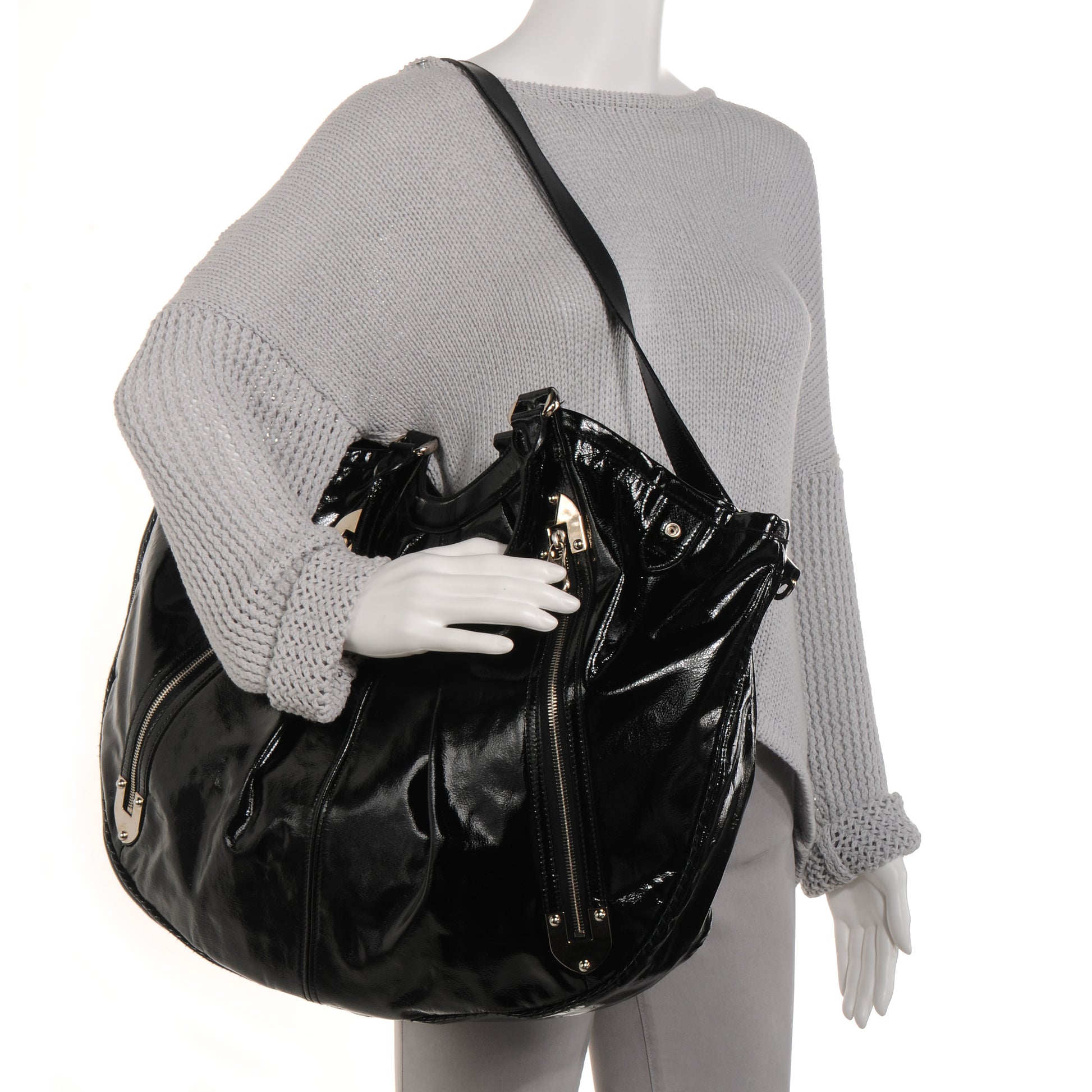 Alexander McQueen Patent Leather Hobo Black 2 of 8