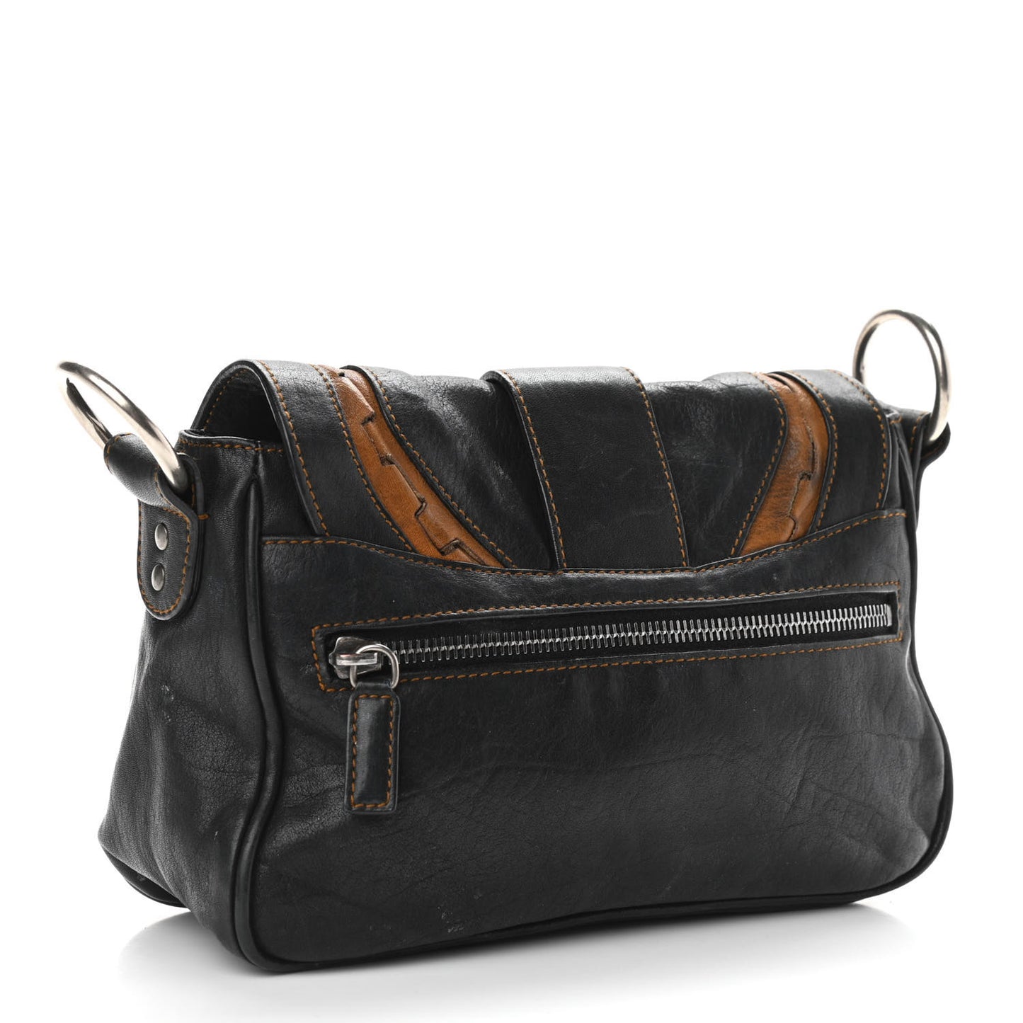Calfskin Mini Gaucho Crossbody Bag Black