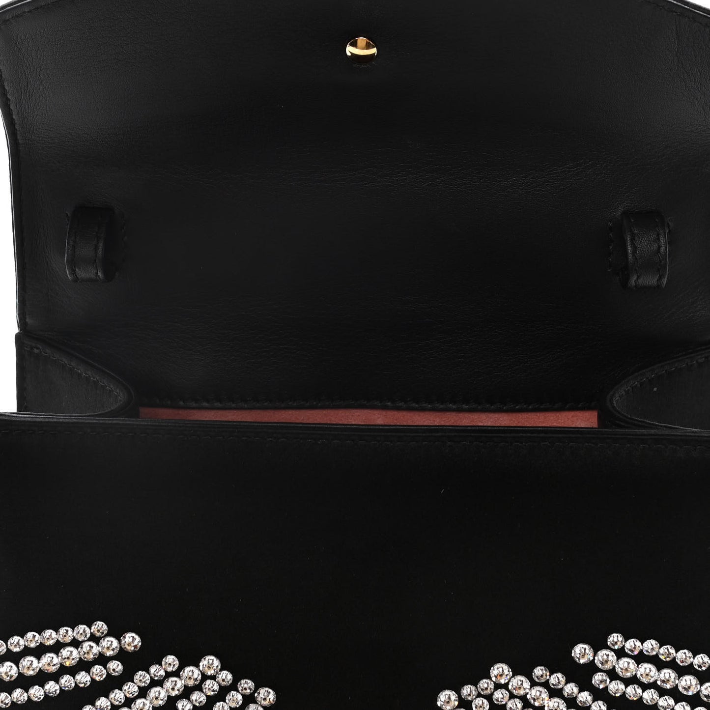 Satin Crystal Mini Sylvie Top Handle Bag Black