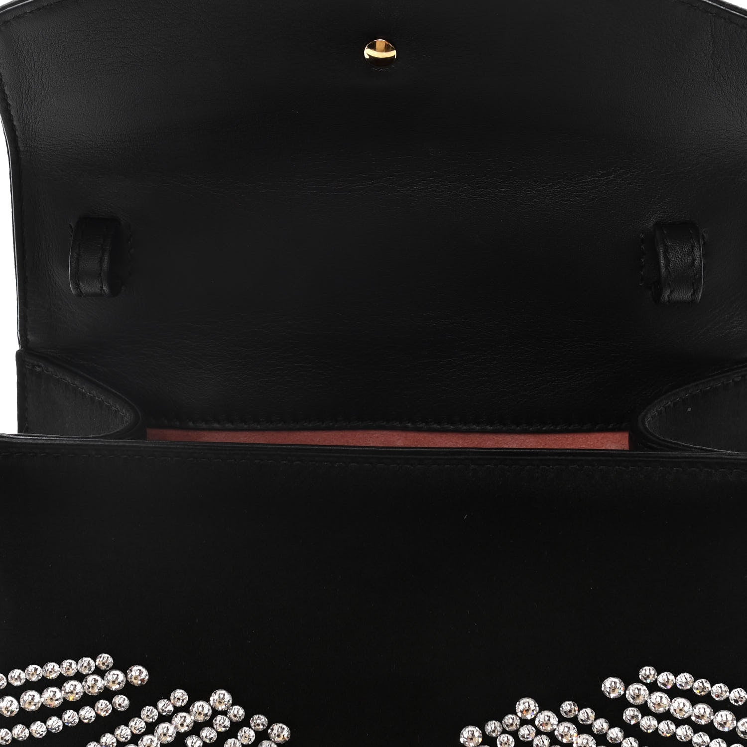 Gucci Satin Crystal Mini Sylvie Top Handle Bag Black 10 of 14