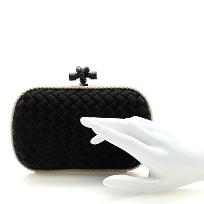 Bottega Veneta Intrecciato Silk Raffia Knot Clutch Black 2 of 6