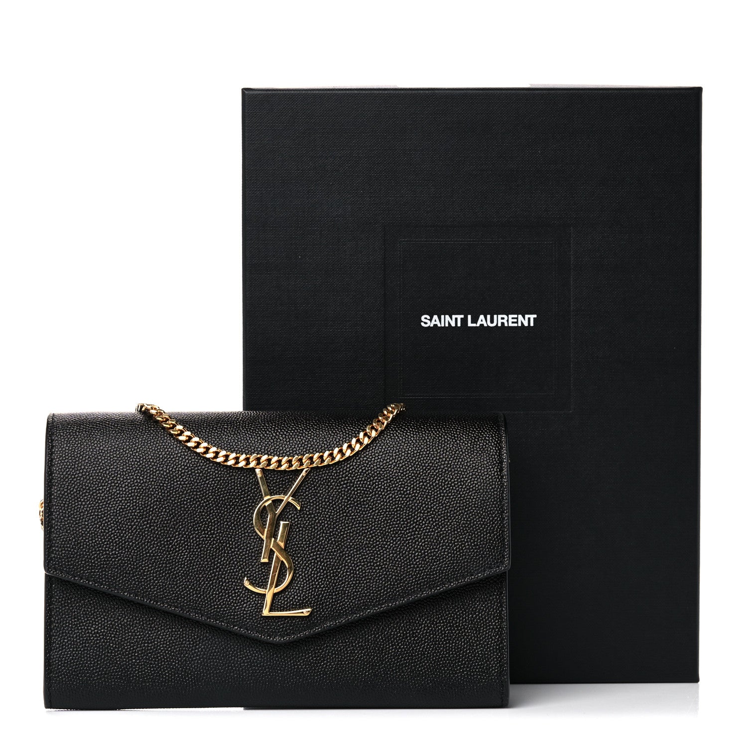 Saint Laurent Grain De Poudre Uptown Chain Wallet Black 16 of 16