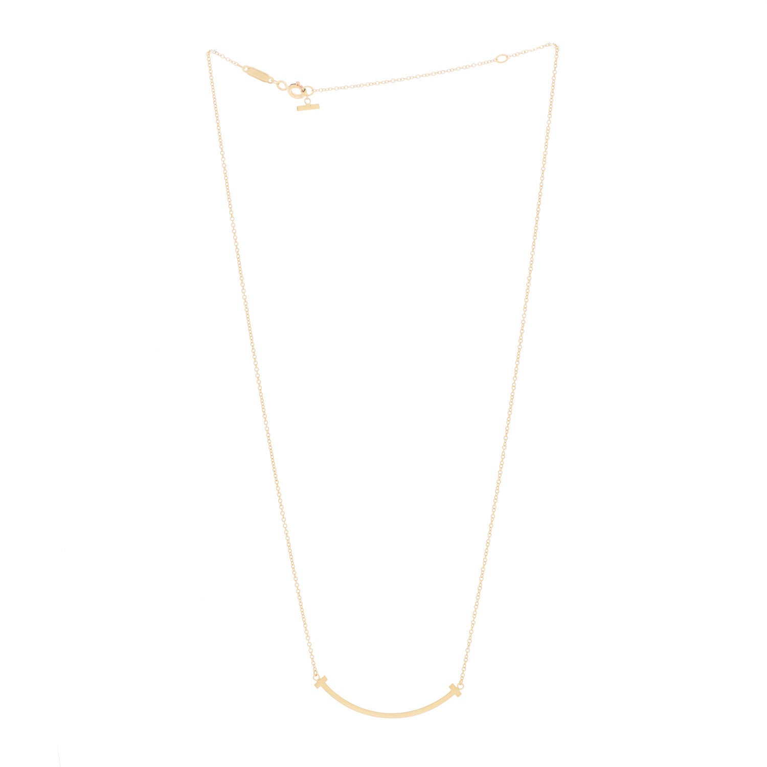 Tiffany 18K Yellow Gold Small T Smile Pendant Necklace 2 of 5