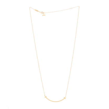Tiffany 18K Yellow Gold Small T Smile Pendant Necklace 2 of 5