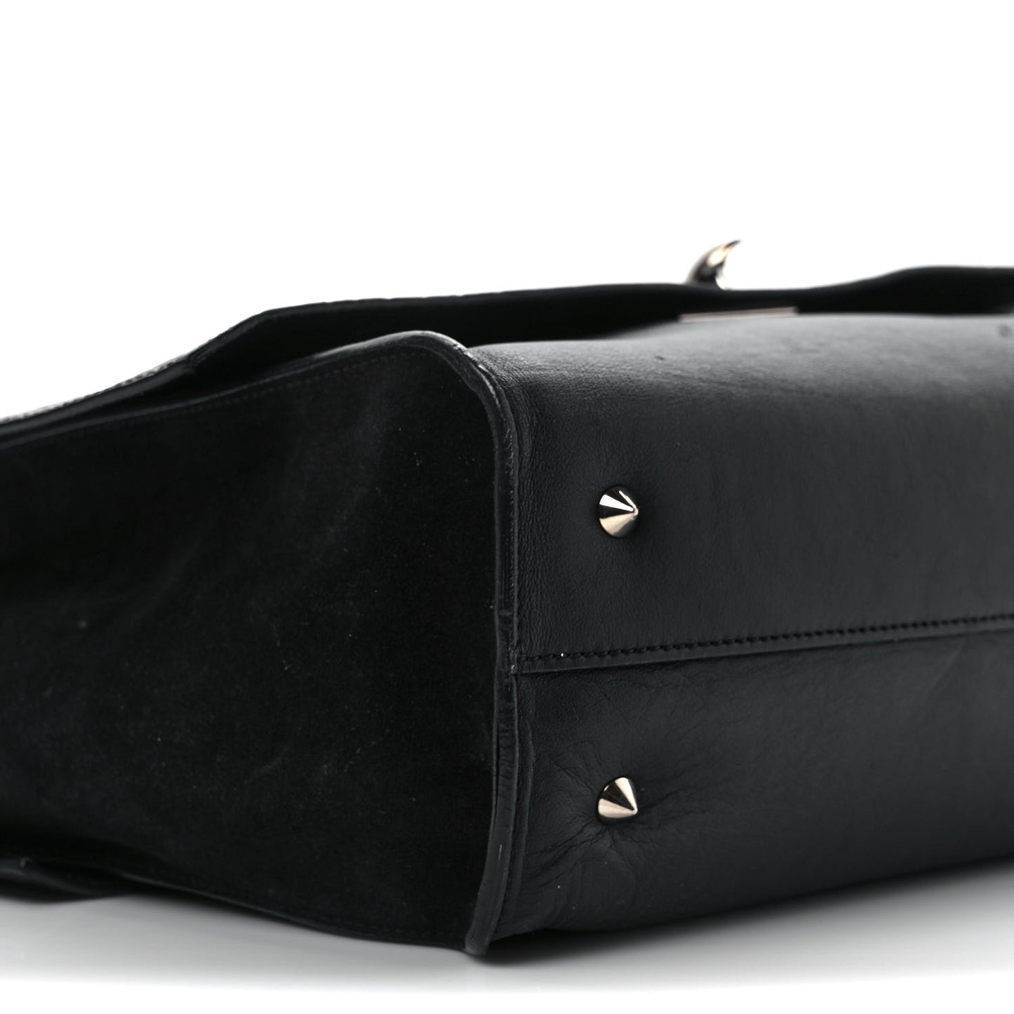 Calfskin Crocodile Embossed Medium Shark Lock Satchel Black