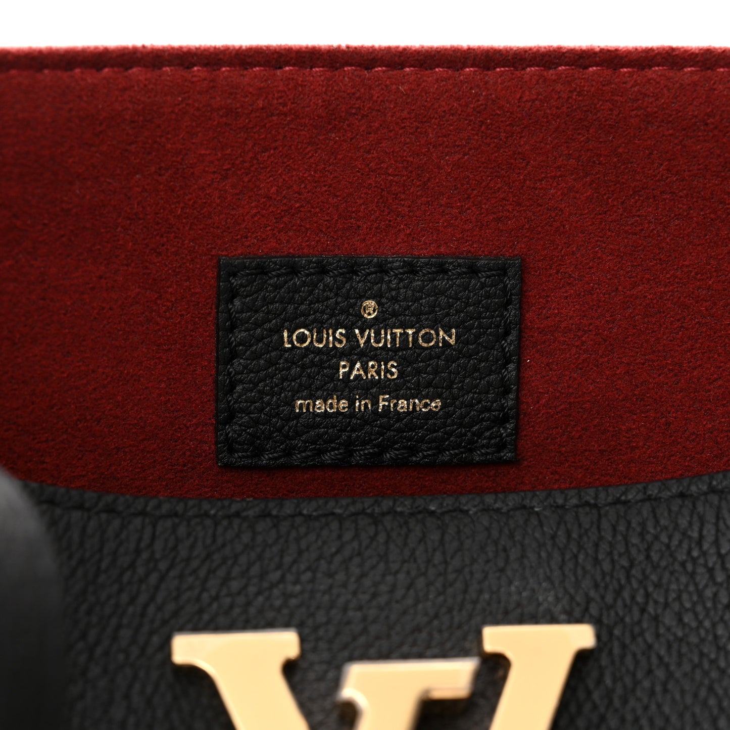Grained Calfskin Lockme Shopper Black