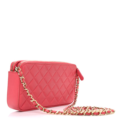 Chanel Lambskin Quilted Small Clutch With Chain Pink 3 of 12