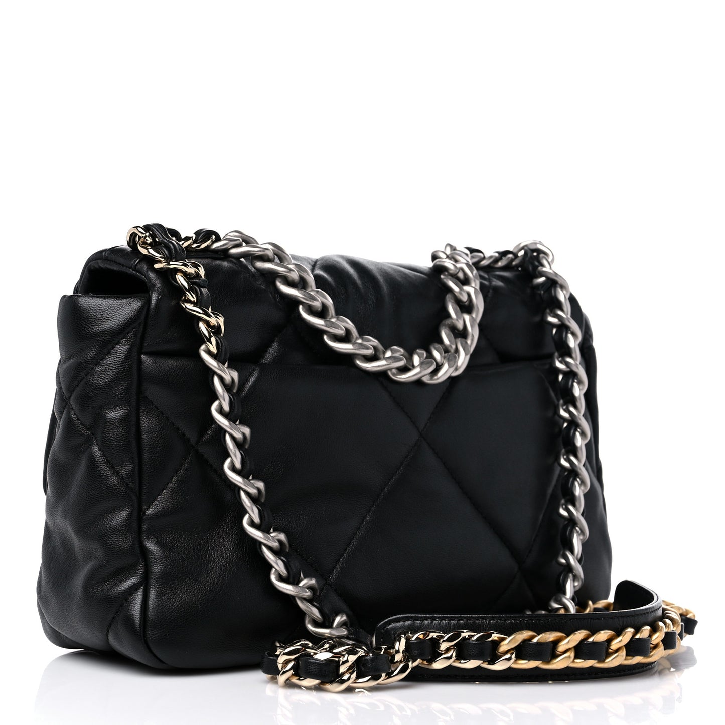 Lambskin Quilted Medium Chanel 19 Flap Black