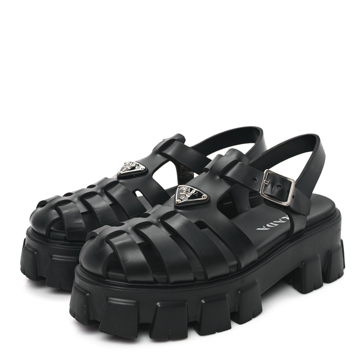 Foam Rubber Triangle Logo Monolith 55mm Cage Sandals 41 Black