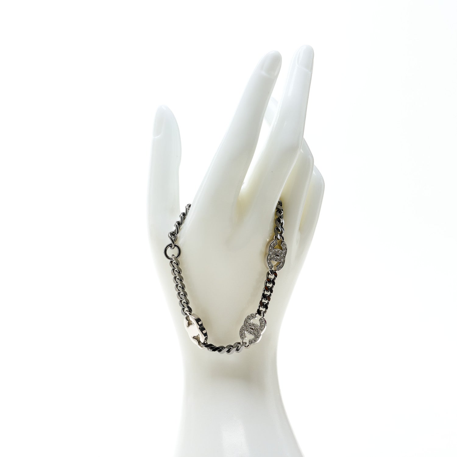 Chanel Ruthenium Crystal CC Bracelet Silver 2 of 4