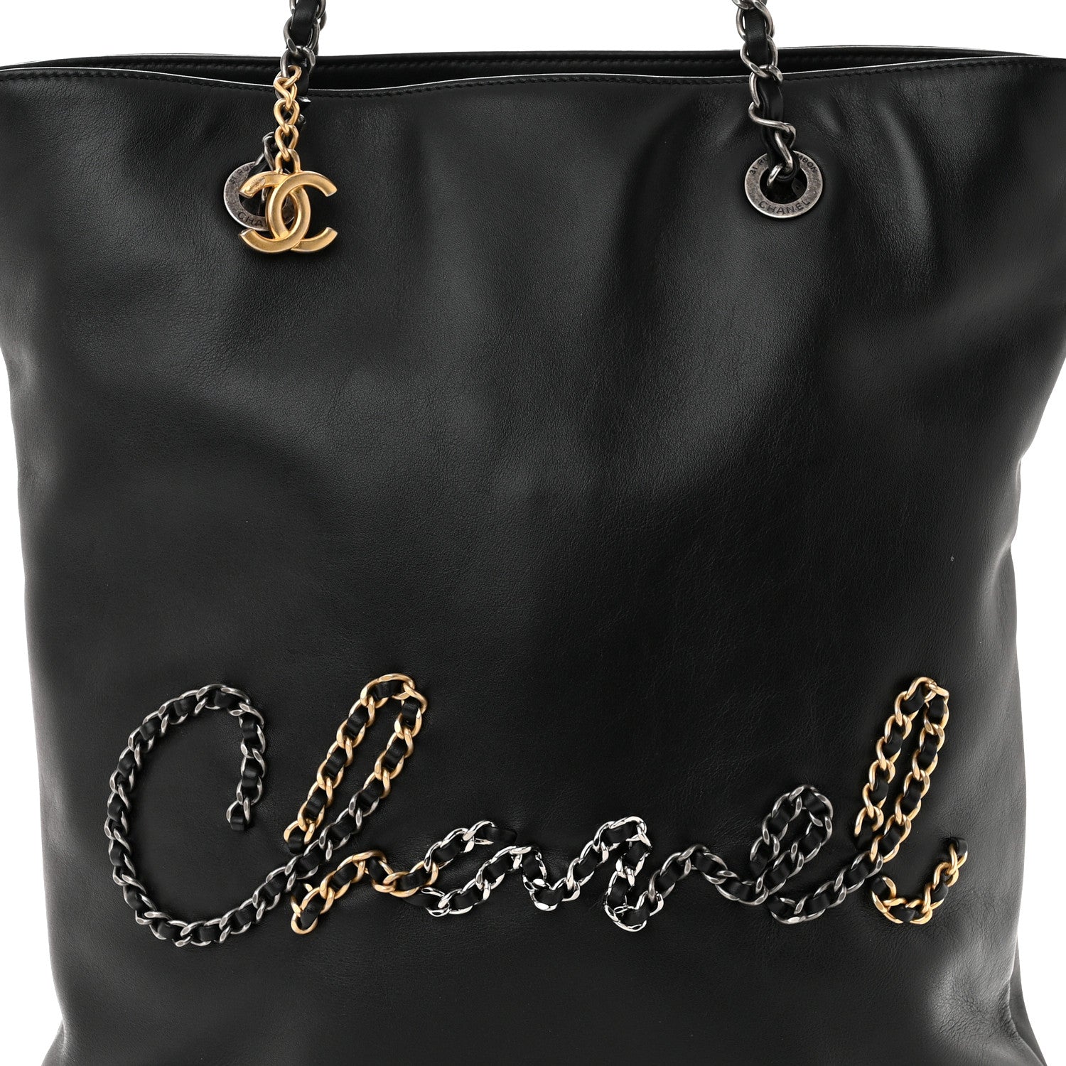 Chanel Calfskin Chain 20s Signe Tote Black 8 of 12