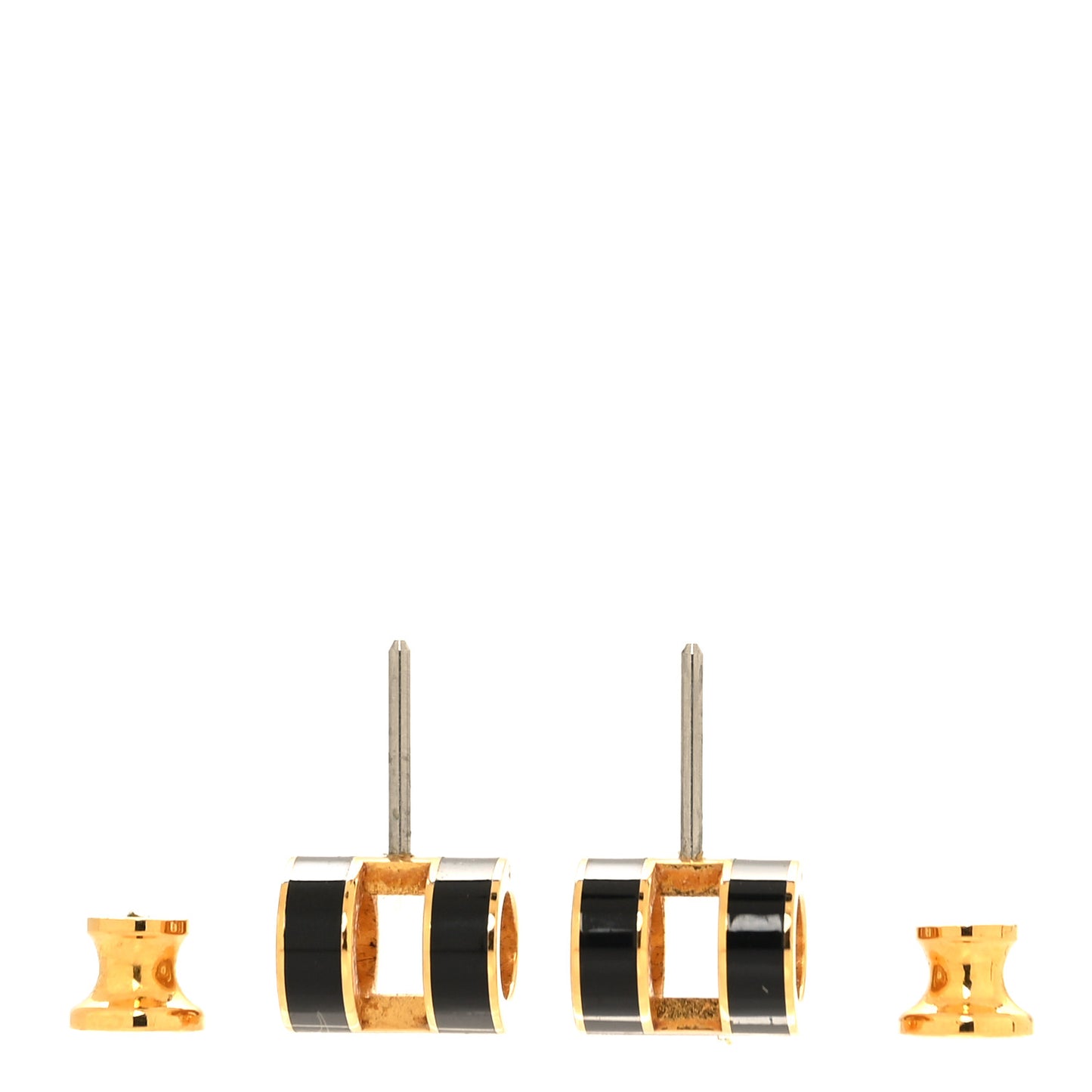 Gold Lacquered Pop H Earrings Black