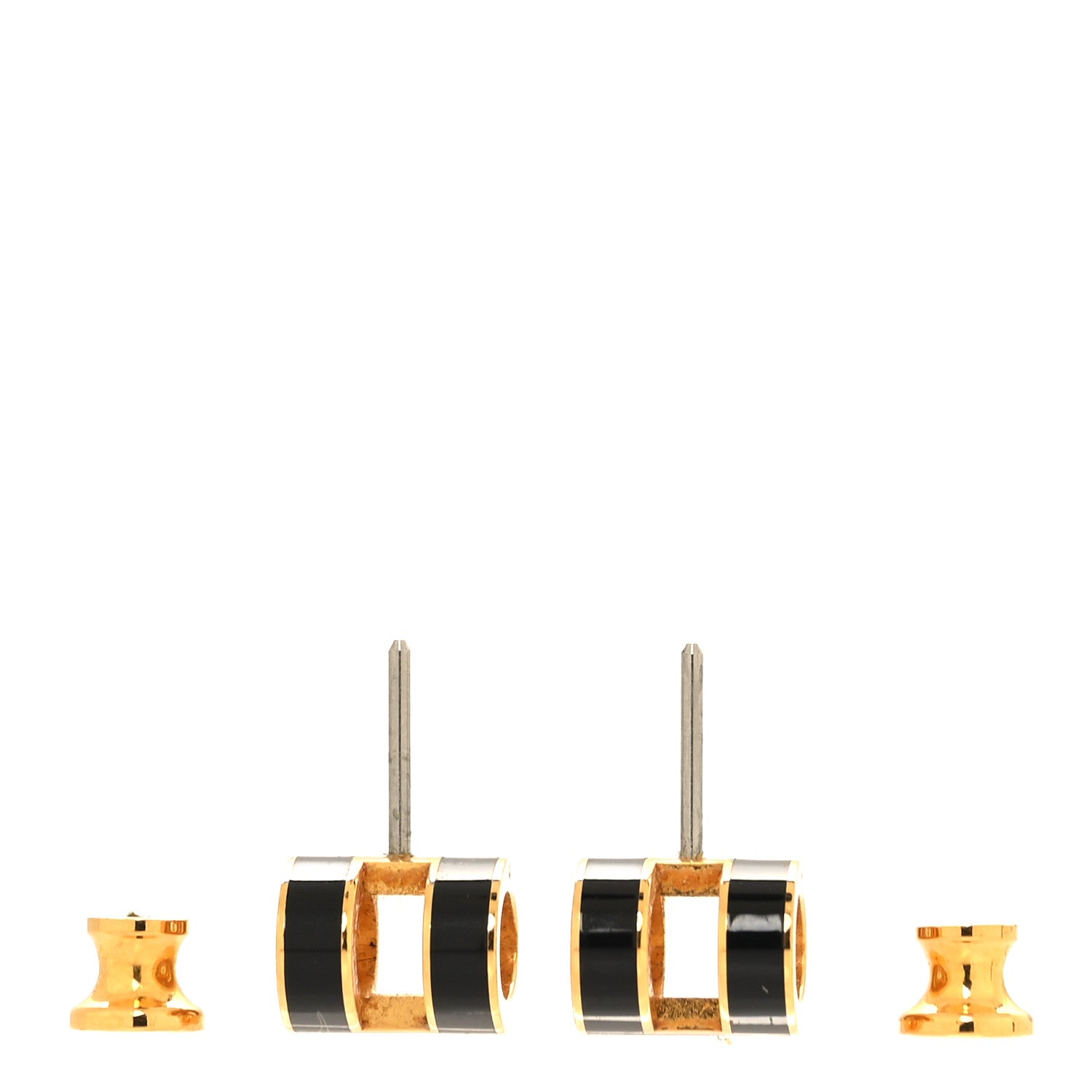 Hermes Gold Lacquered Pop H Earrings Black 3 of 5
