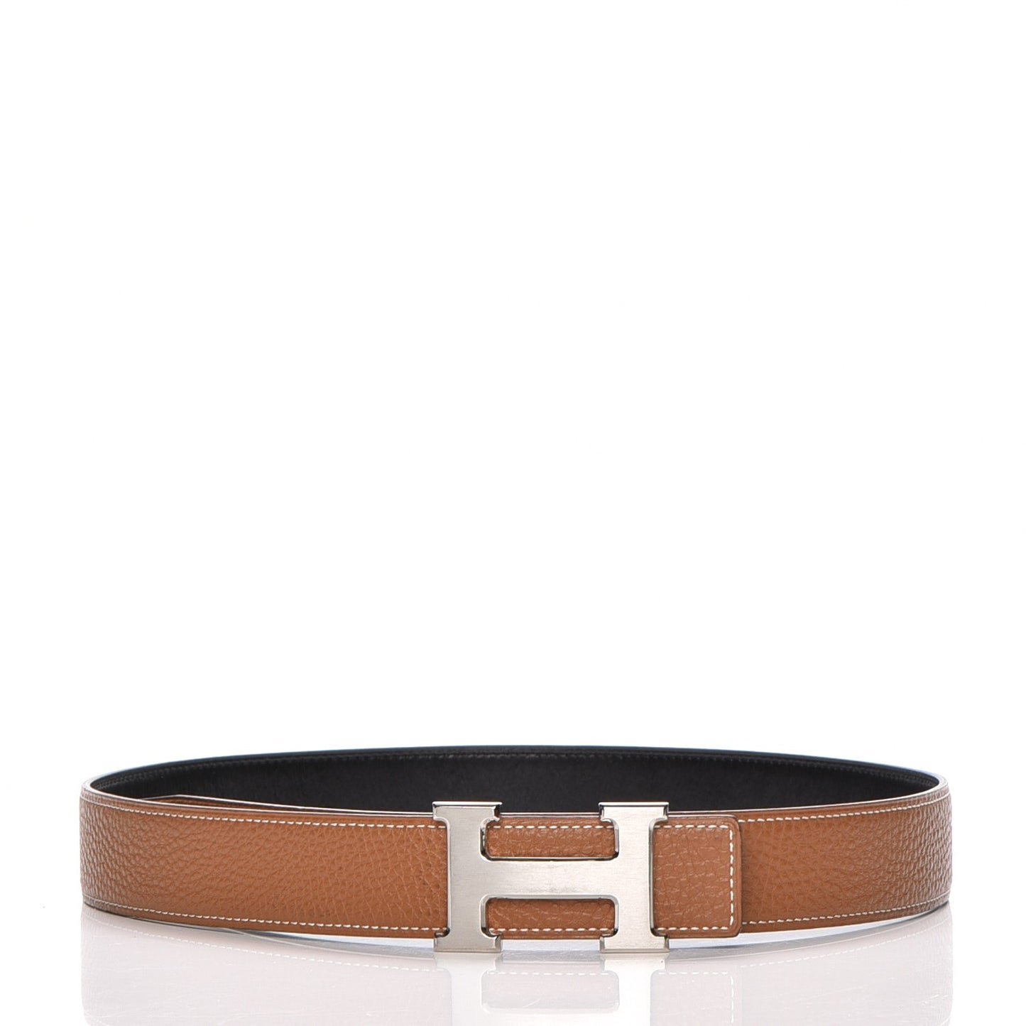 Box Taurillon Clemence 32mm H Belt 80 Black Gold
