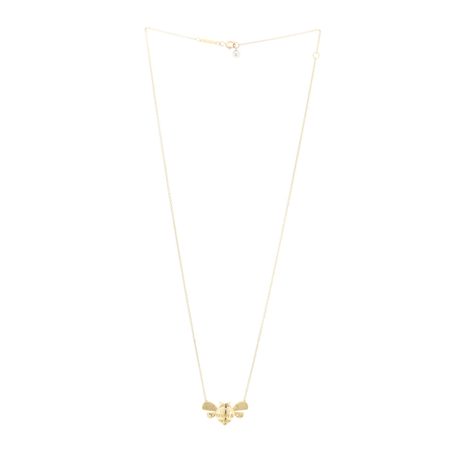 18K Yellow Gold Sterling Silver Return To Tiffany Love Bugs Bee Pendant Necklace