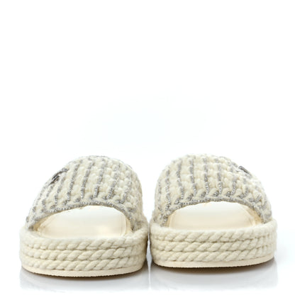 Chanel Braided Knit CC Mules 41 Ecru 2 of 9