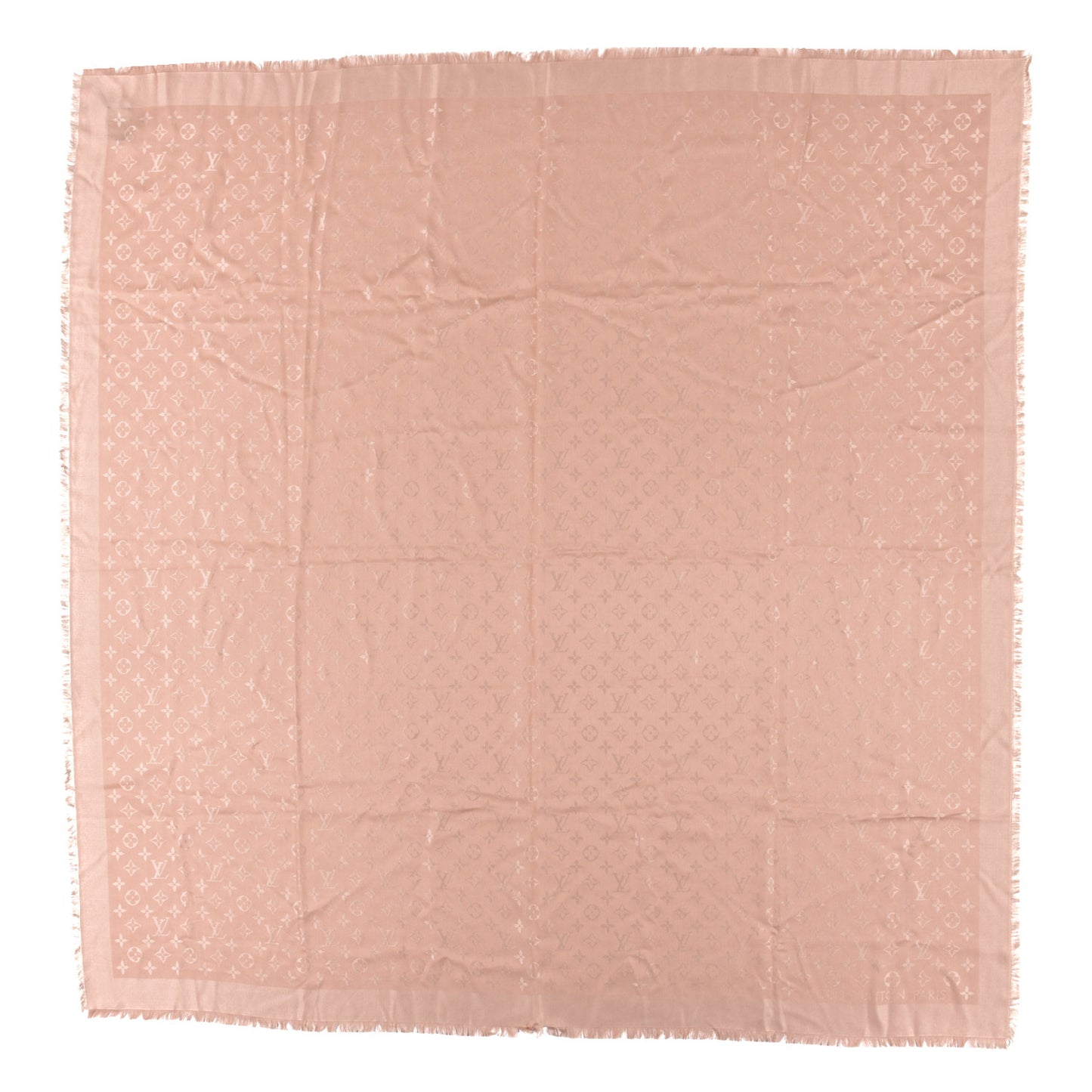 Silk Wool Monogram Shawl Rose