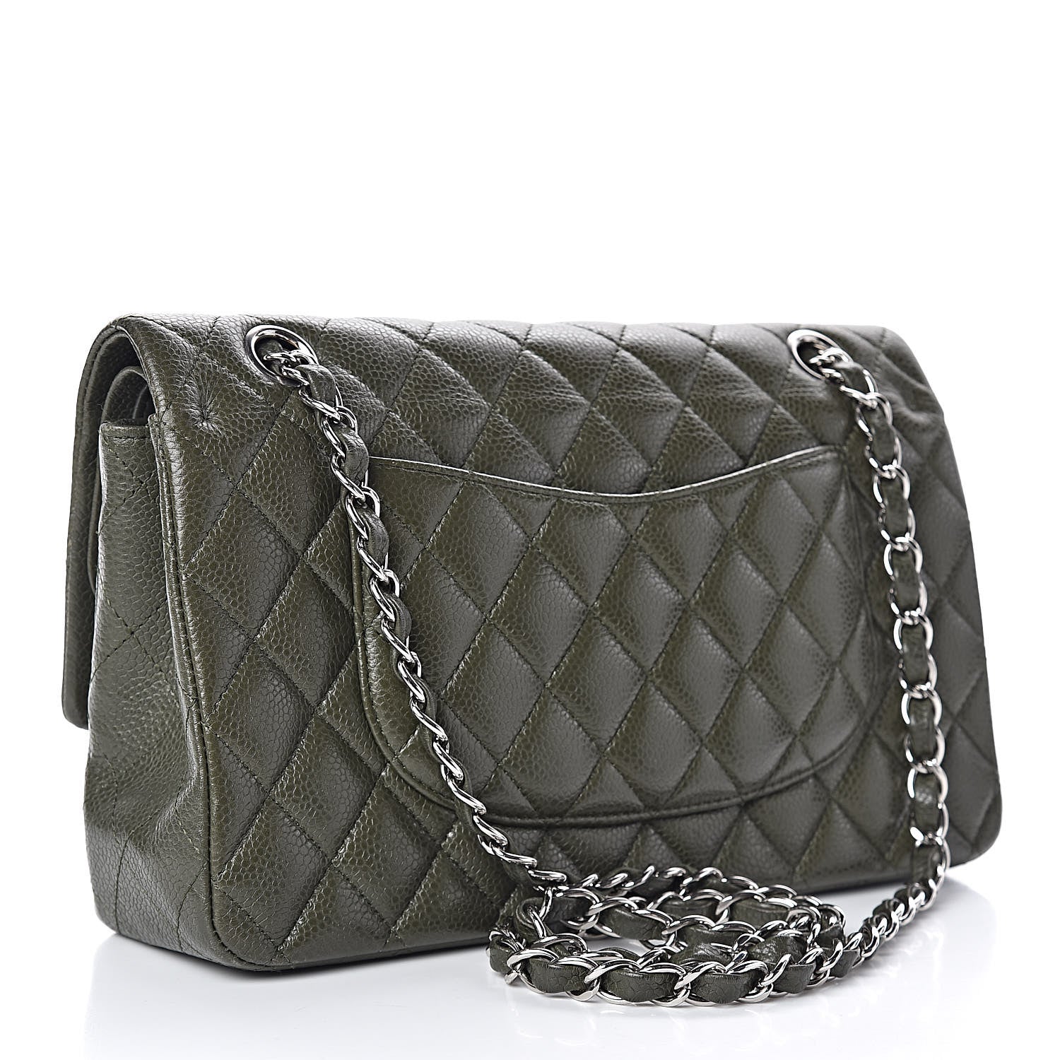 Chanel Caviar Quilted Medium Double Flap Dark Green 3 of 12