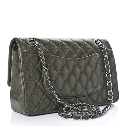 Chanel Caviar Quilted Medium Double Flap Dark Green 3 of 12