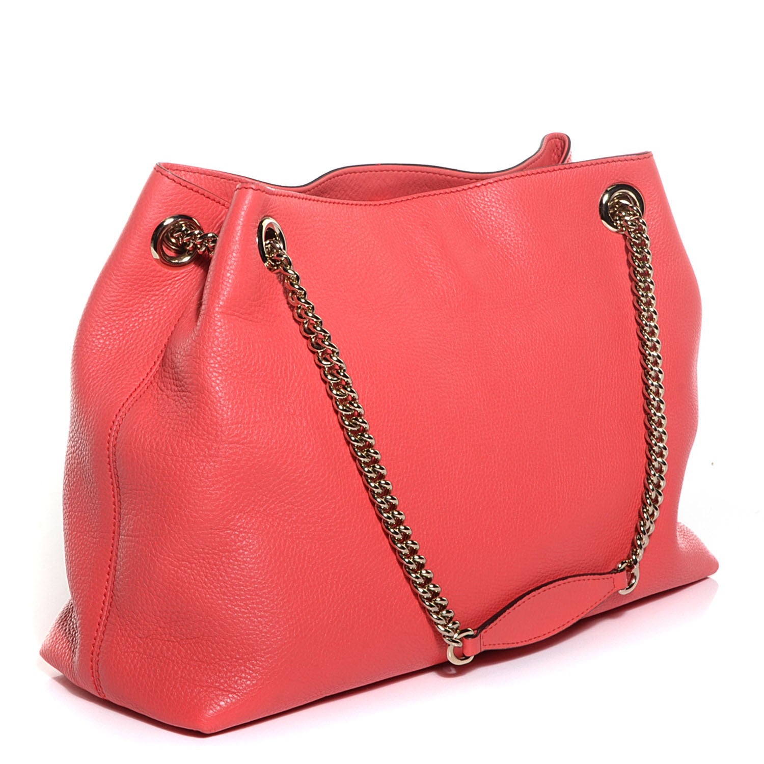 Gucci Pebbled Calfskin Medium Soho Chain Shoulder Bag Begonia Pink 3 of 9