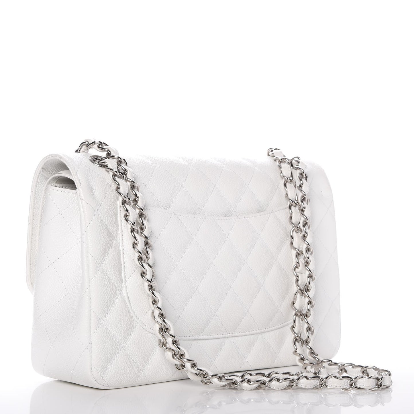 Caviar Quilted Jumbo Double Flap White