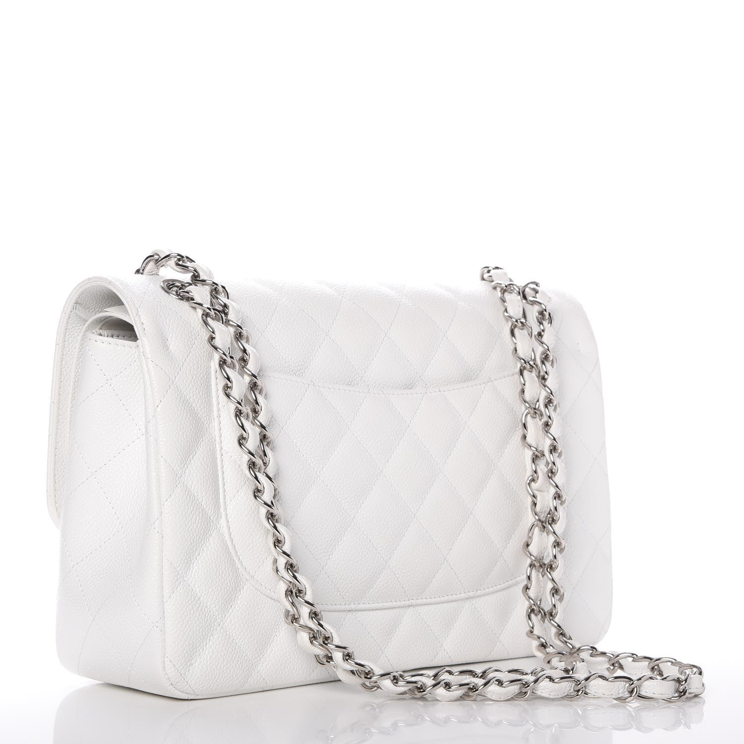 Chanel Caviar Quilted Jumbo Double Flap White 3 of 8