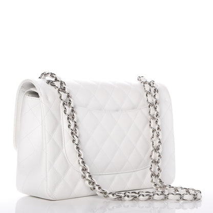 Chanel Caviar Quilted Jumbo Double Flap White 3 of 8