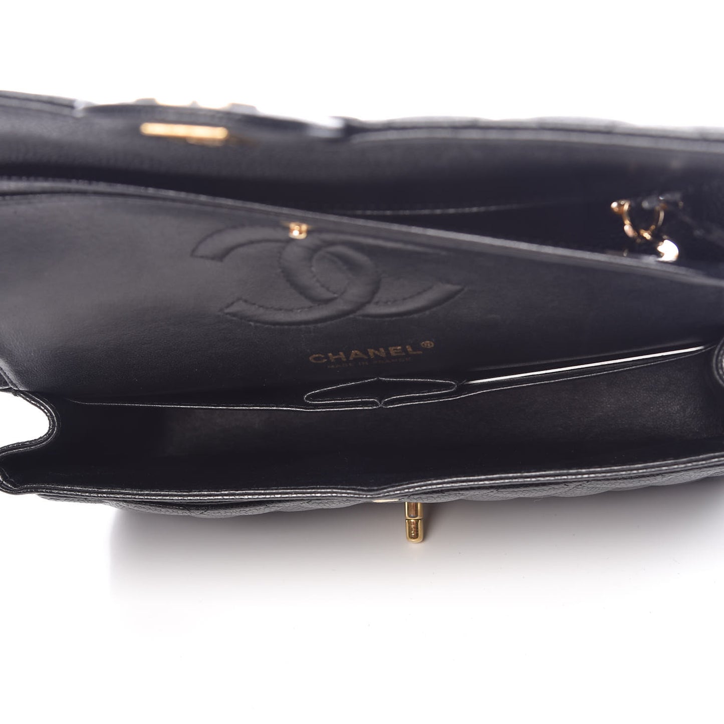 Caviar Quilted Medium Double Flap Black