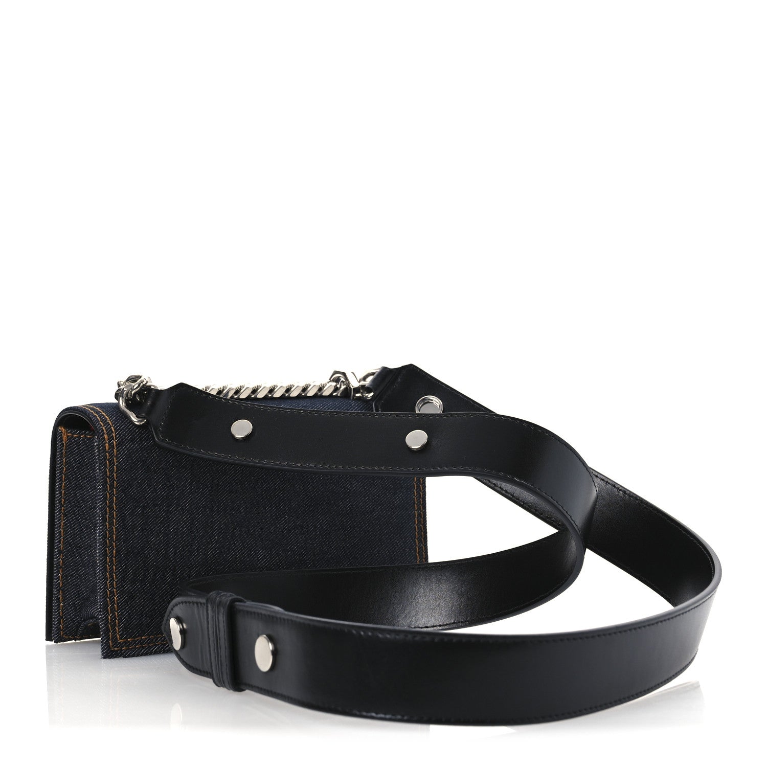 Alexander McQueen Denim Studded Jeweled Mini The Biker Knuckle Satchel Blue 3 of 10