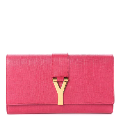 Saint Laurent Textured Calfskin Y Ligne Clutch Fuchsia 1 of 5