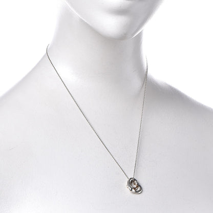 Tiffany Sterling Silver 18K Rose Gold Elsa Peretti Extra Mini Double Open Heart Pendant Necklace 2 of 8