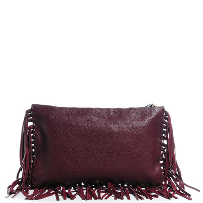 Valentino Garavani Grained Calfskin Oversized Rockee Fringe Clutch Rubin 1 of 7