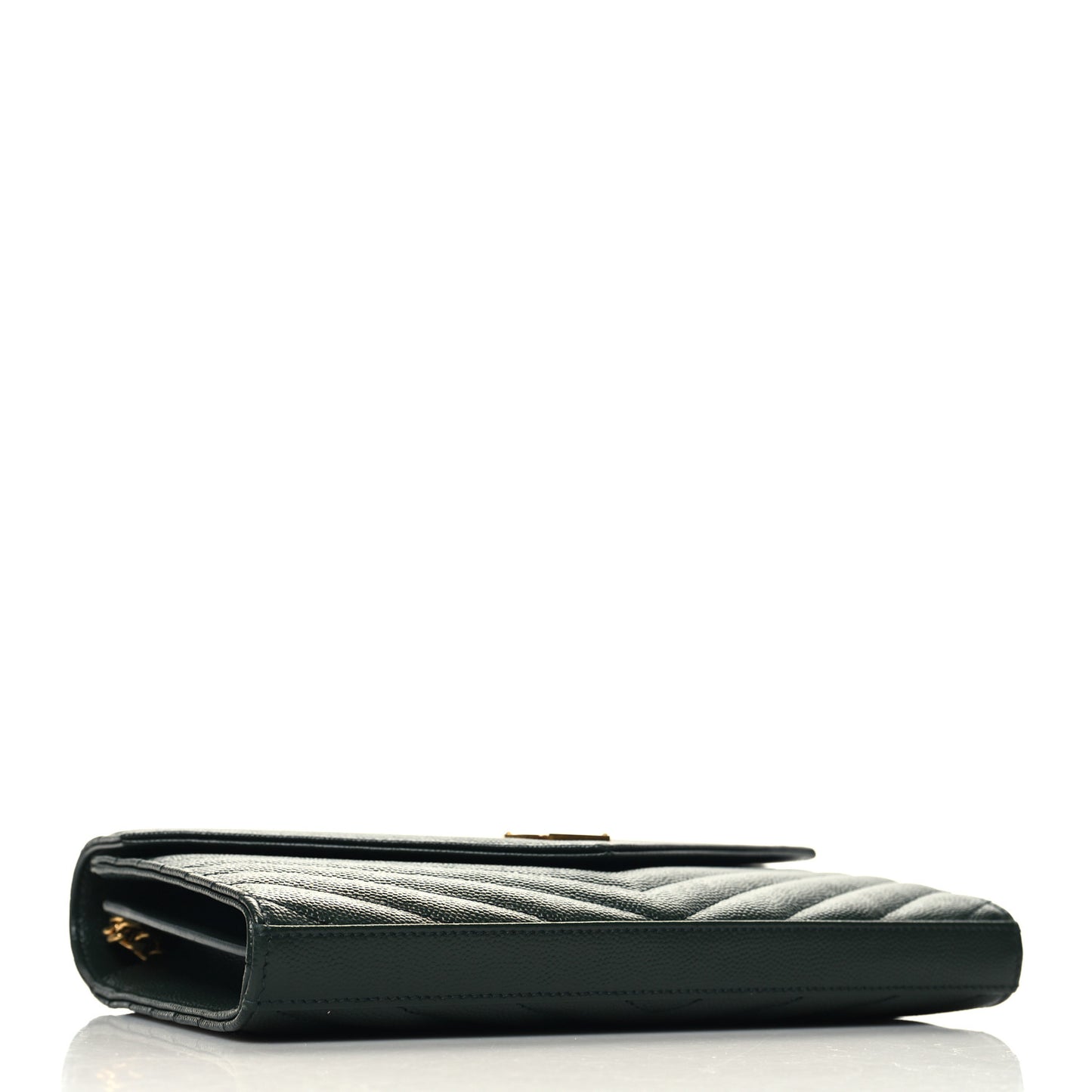 Grain De Poudre Matelasse Chevron Monogram Chain Wallet Dark Green