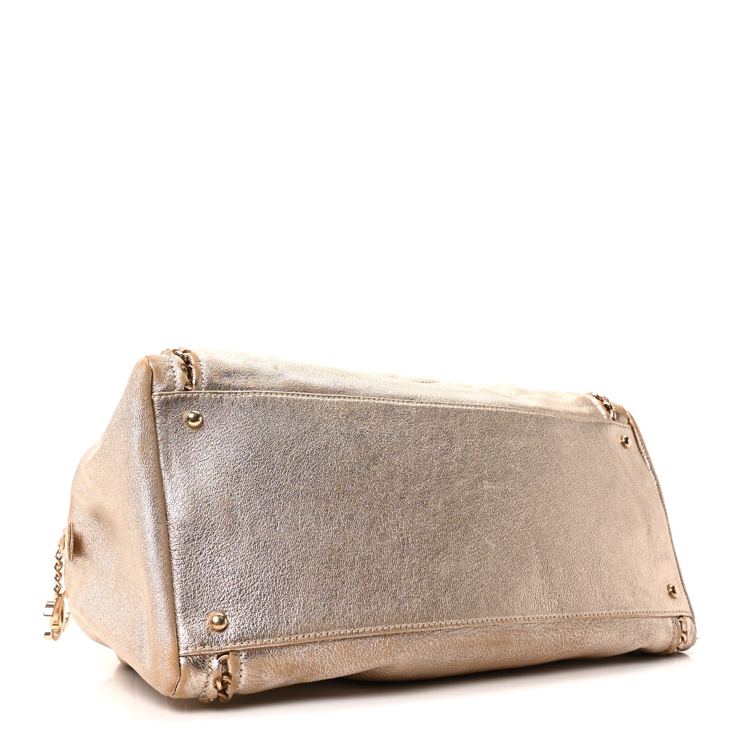 Metallic Goatskin Extra Large Luxe Ligne Bowler Light Gold